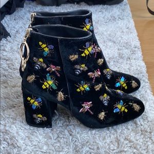 Velvet Booties with Beaded Detail